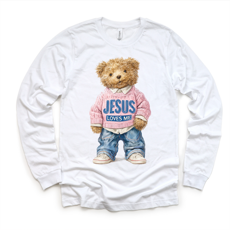 Teddy Bear Jesus Loves Me Shirt - Christian Tee - Madi Moosh Boutique