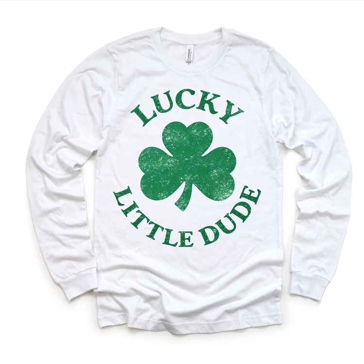 Lucky Little Dude St. Ptrick's Shirt - Kids Lucky shamrock Tee - Madi Moosh Boutique
