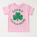 Lucky Little Dude St. Ptrick's Shirt - Kids Lucky shamrock Tee - Madi Moosh Boutique