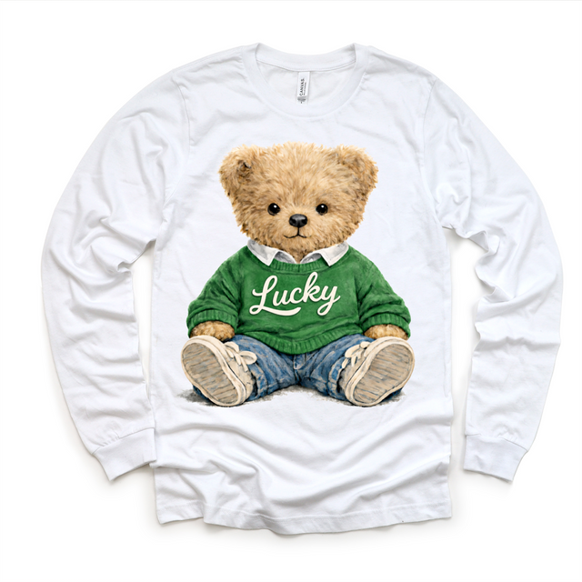Lucky Teddy Bear St. Ptrick's Shirt - Kies Tee - Madi Moosh Boutique