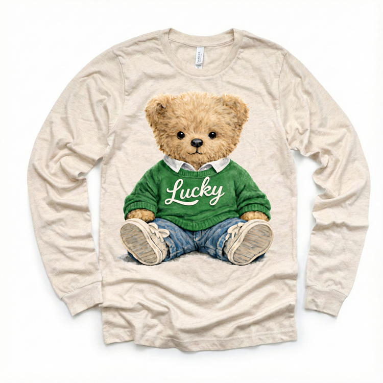 Lucky Teddy Bear St. Ptrick's Shirt - Kies Tee - Madi Moosh Boutique