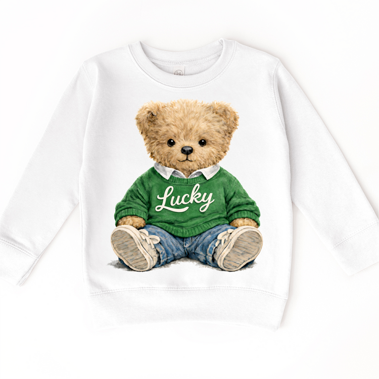 Lucky Teddy Bear St. Ptrick's Shirt - Kies Tee - Madi Moosh Boutique