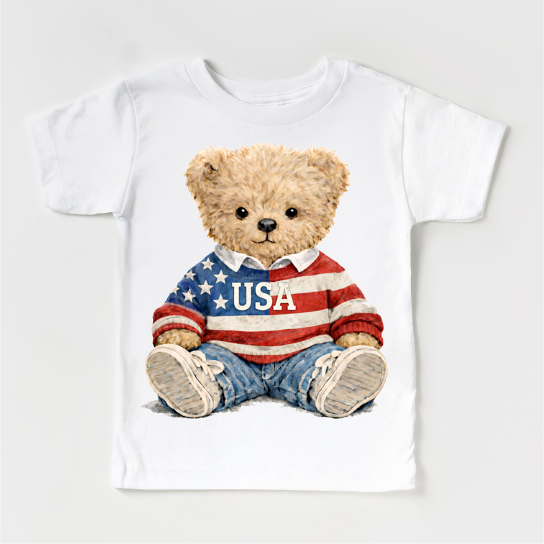 USA 4th Of July Teddy Bear Shirt - Independence Day Tee - Madi Moosh Boutique