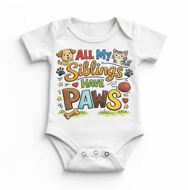 All My Sibling Have Paws Bodysuit - Cat & Dog Baby Bodysuit