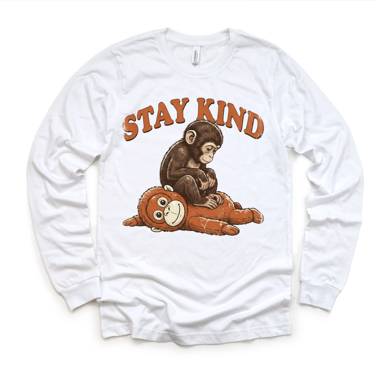 Baby Punch Monkey Stay Kind Shirt, Viral Monkey Tee for Kids, Cute Zoo Animal Toddler Shirt, Kindness Graphic Tee, Kids Monkey Shirt