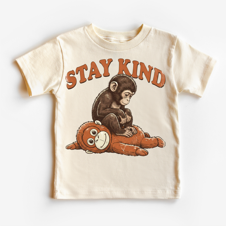 Baby Punch Monkey Stay Kind Shirt, Viral Monkey Tee for Kids, Cute Zoo Animal Toddler Shirt, Kindness Graphic Tee, Kids Monkey Shirt