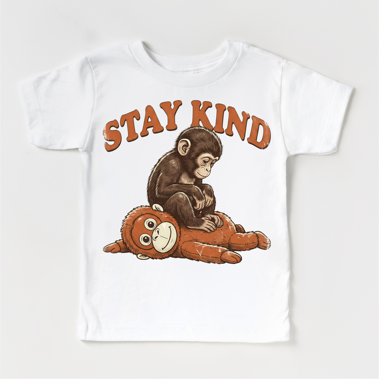 Baby Punch Monkey Stay Kind Shirt, Viral Monkey Tee for Kids, Cute Zoo Animal Toddler Shirt, Kindness Graphic Tee, Kids Monkey Shirt