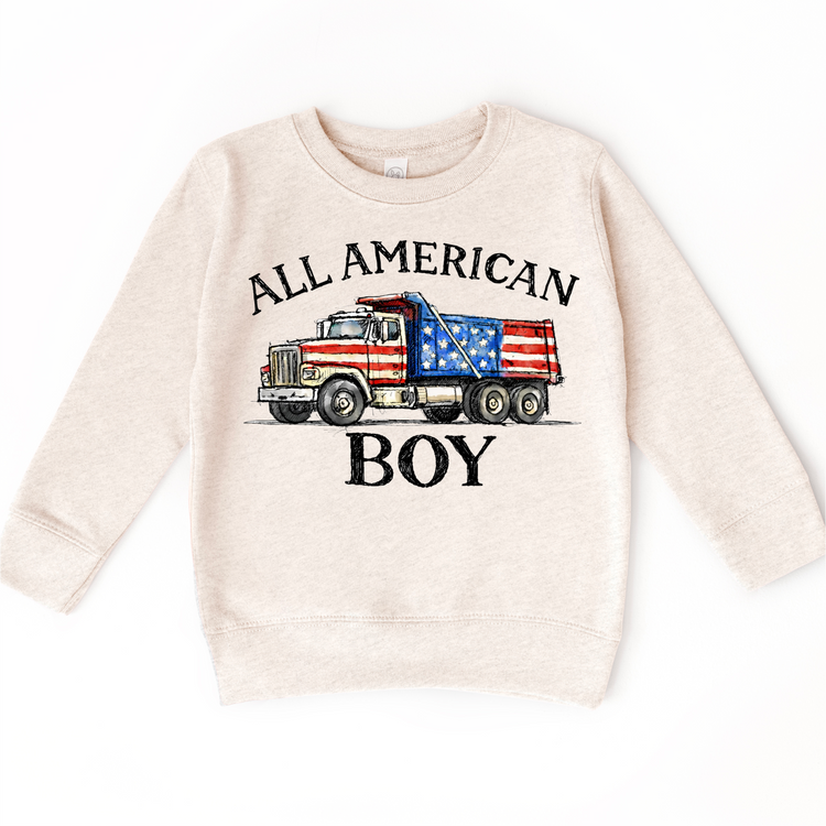 All American Boy Shirt, Patriotic Dump Truck Tee, 4th of July Kids Shirt, Red White Blue Toddler Shirt, USA Truck Shirt