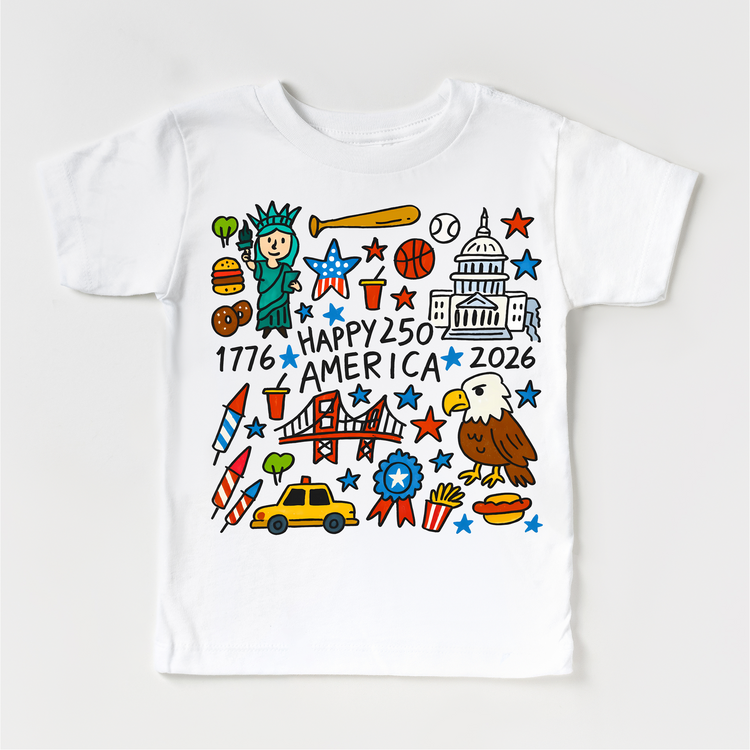 Happy 250 America Kids Shirt – Patriotic 4th of July Tee – USA 250th Birthday Toddler Shirt (2026)