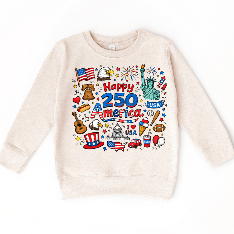 Happy 250 America Kids Shirt – Patriotic 4th of July Tee – USA 250th Birthday Toddler Shirt (2026)