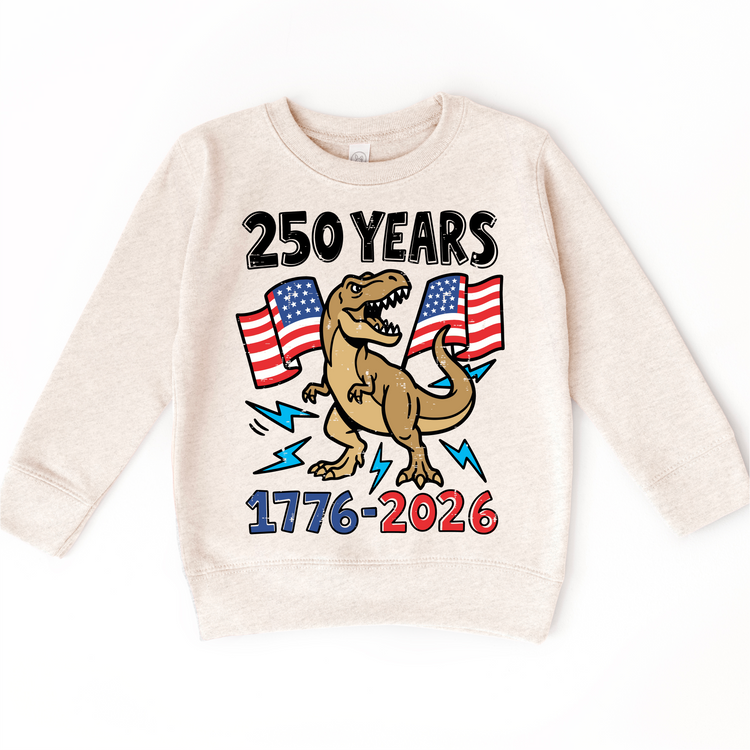 250 Years America Dino Shirt – 1776–2026 Patriotic Kids T-Shirt – All American Boy Dinosaur Tee – 4th of July Kids Shirt
