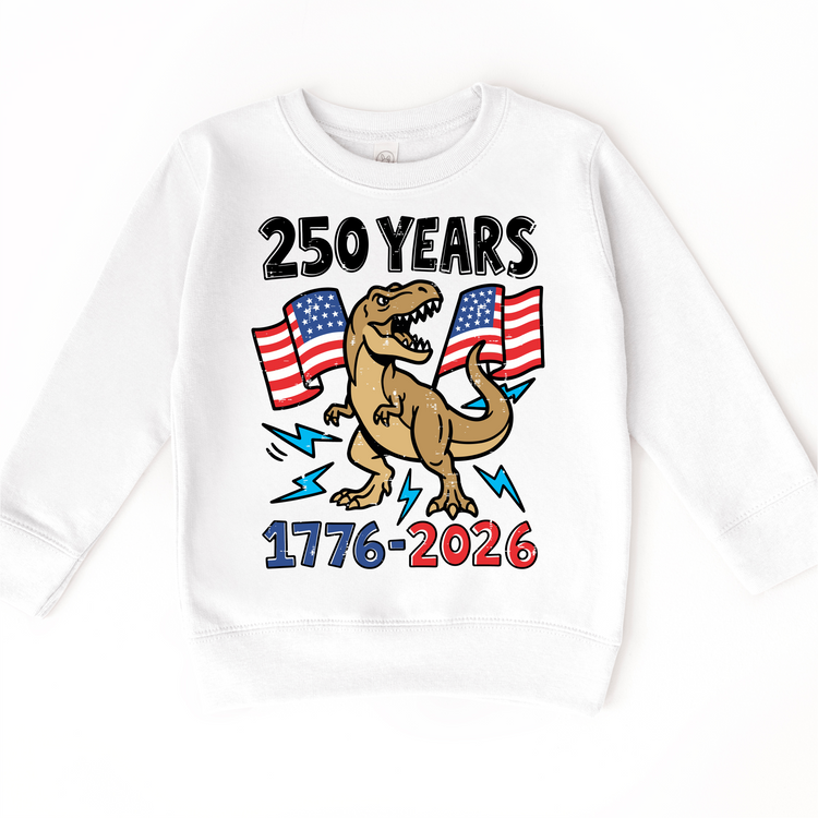 250 Years America Dino Shirt – 1776–2026 Patriotic Kids T-Shirt – All American Boy Dinosaur Tee – 4th of July Kids Shirt