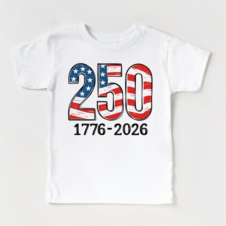 250th Birthday Shirt | 1776–2026 Patriotic Kids Tee | USA America Flag Shirt | Fourth of July Kids Outfit | Red White Blue Toddler Shirt