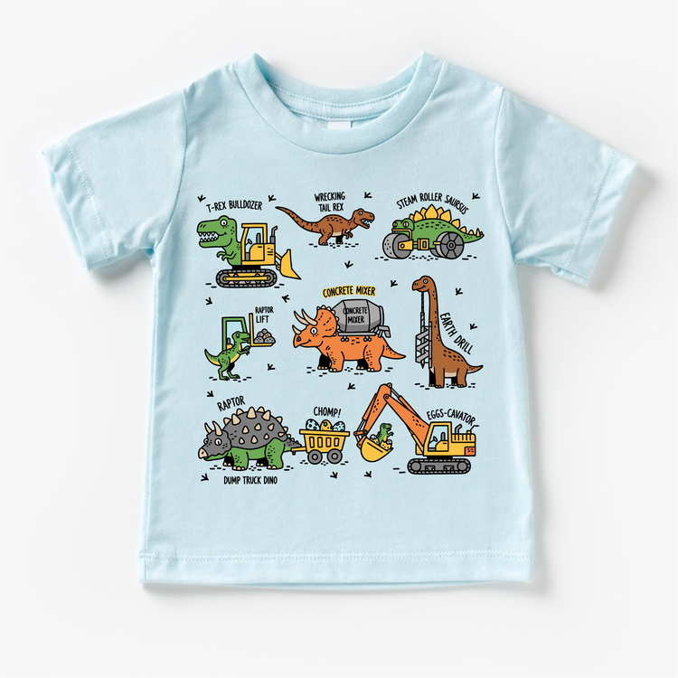 Dinosaur Construction Trucks Excavator Kids T-Shirt