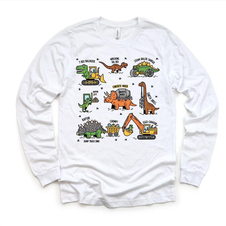 Dinosaur Construction Trucks Excavator Kids T-Shirt