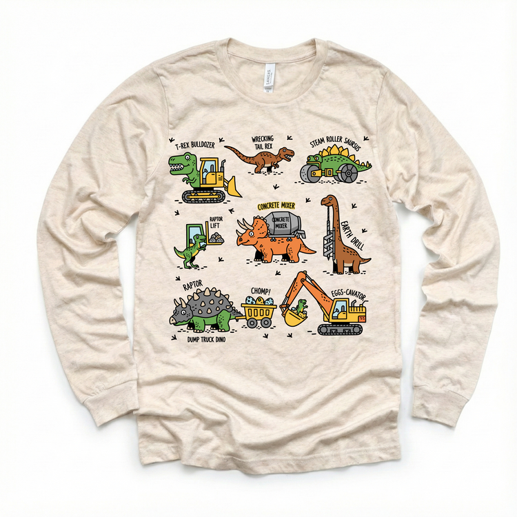 Dinosaur Construction Trucks Excavator Kids T-Shirt