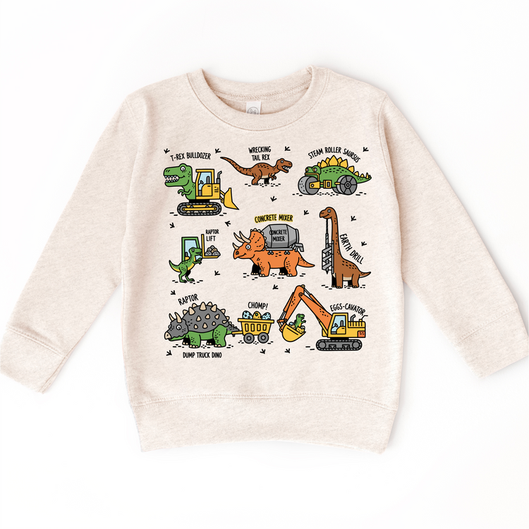 Dinosaur Construction Trucks Excavator Kids T-Shirt