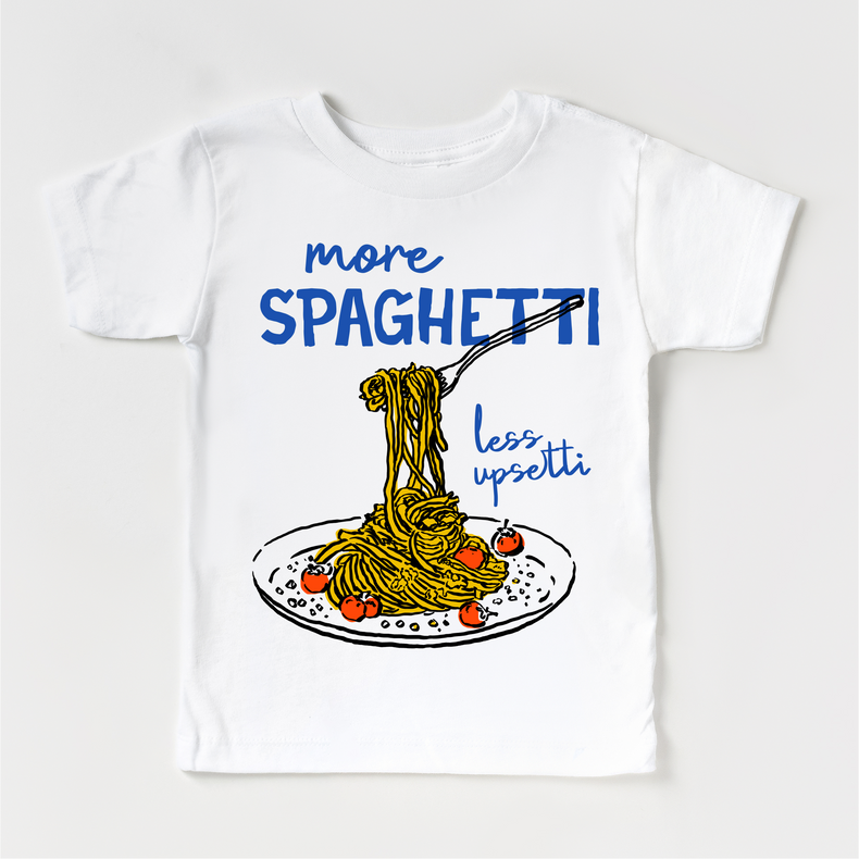 More Spaghetti Less Upsetti Toddler Shirt - Funny Pasta Kids Food Graphic Tee