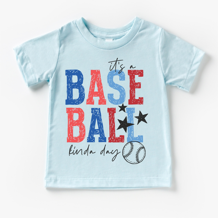 It’s a Baseball Kinda Day Patriotic Kids Shirt | Red White and Blue Baseball Tee for Boys and Girls