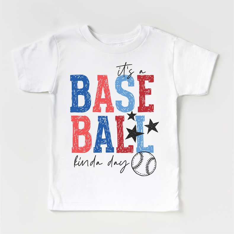 It’s a Baseball Kinda Day Patriotic Kids Shirt | Red White and Blue Baseball Tee for Boys and Girls