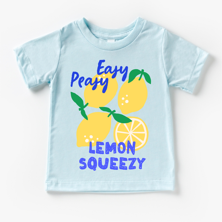 Easy Peasy Lemon Squeezy Kids Graphic Tee | Cute Summer Lemon Toddler & Youth Shirt