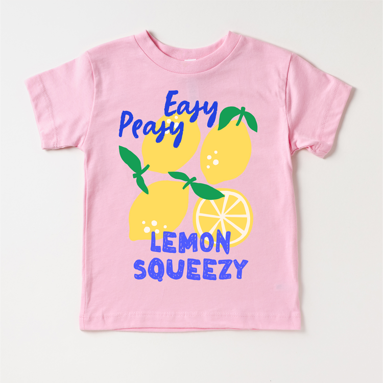 Easy Peasy Lemon Squeezy Kids Graphic Tee | Cute Summer Lemon Toddler & Youth Shirt