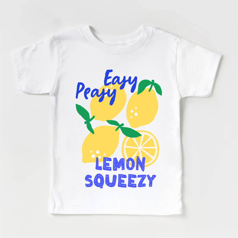 Easy Peasy Lemon Squeezy Kids Graphic Tee | Cute Summer Lemon Toddler & Youth Shirt