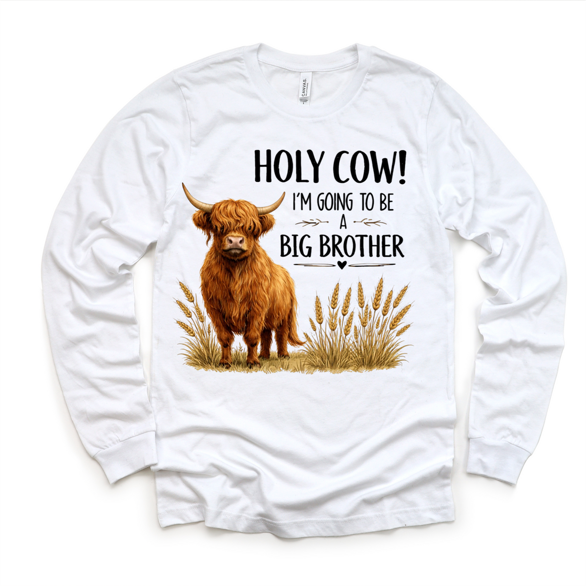 Highland Cow Big Brother design on a long sleeve shirt.