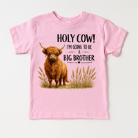 Highland Cow Big Brother design on a pink garment.
