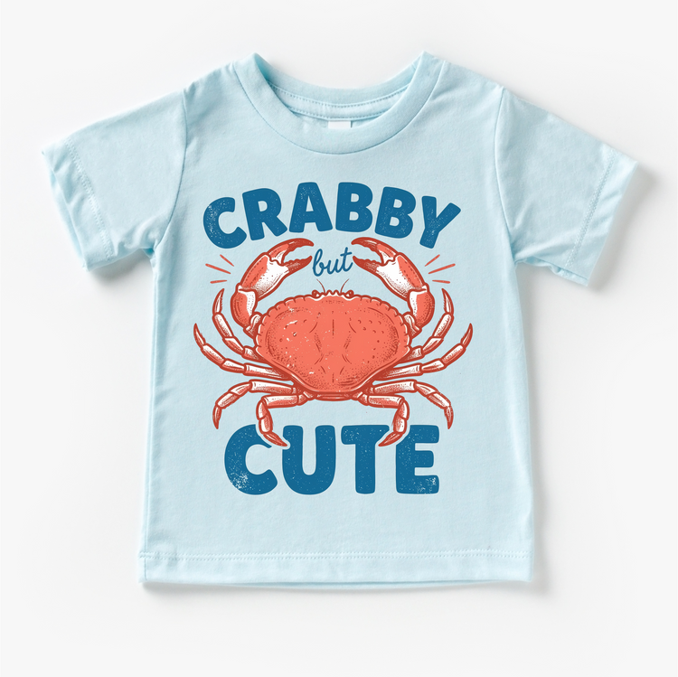 Crabby But Cute Kids Summer Beach T-Shirt – Funny Crab Graphic Tee | Beach Summer Toddler Shirt