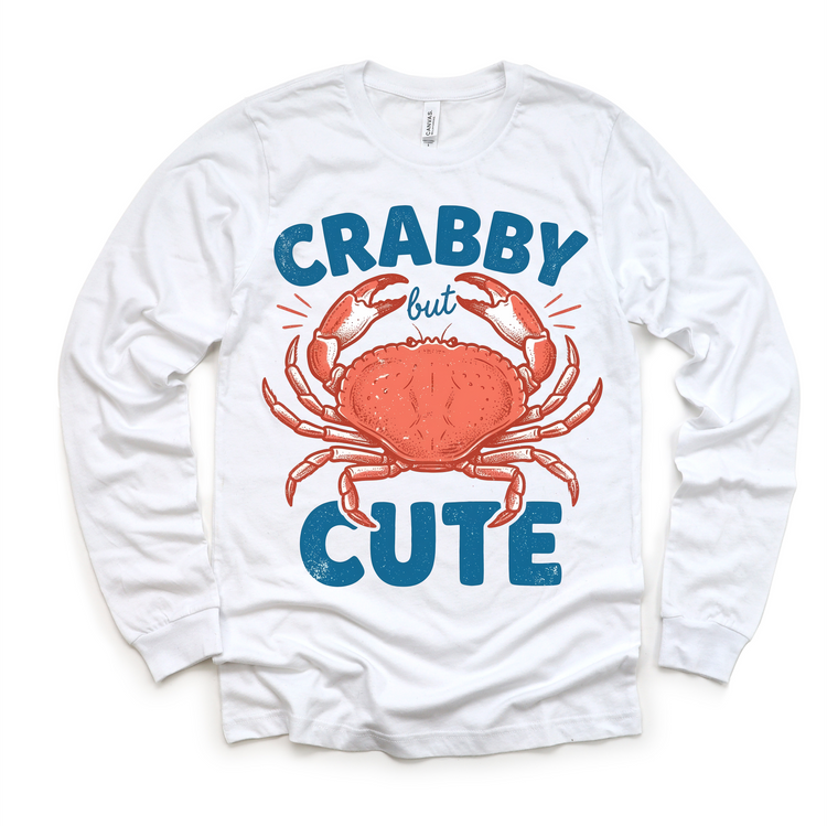 Crabby But Cute Kids Summer Beach T-Shirt – Funny Crab Graphic Tee | Beach Summer Toddler Shirt