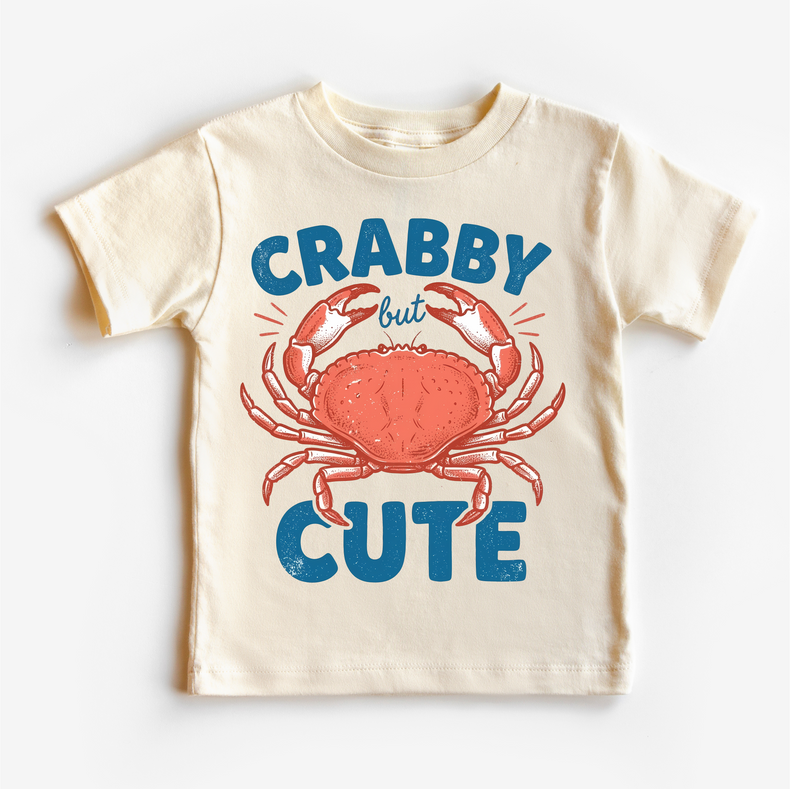 Crabby But Cute Kids Summer Beach T-Shirt – Funny Crab Graphic Tee | Beach Summer Toddler Shirt