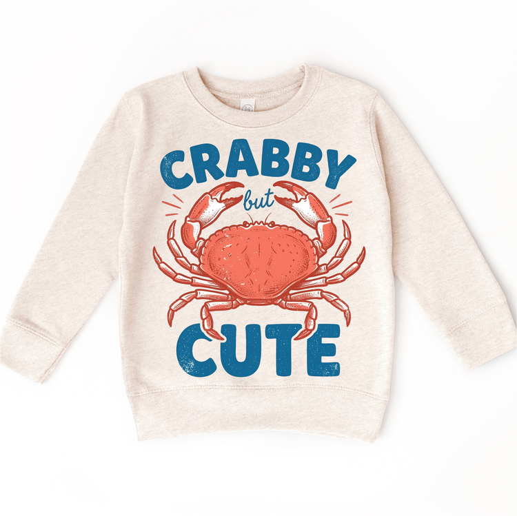 Crabby But Cute Kids Summer Beach T-Shirt – Funny Crab Graphic Tee | Beach Summer Toddler Shirt