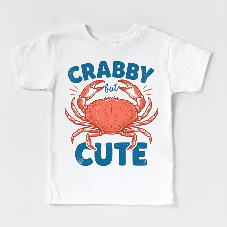 Crabby But Cute Kids Summer Beach T-Shirt – Funny Crab Graphic Tee | Beach Summer Toddler Shirt
