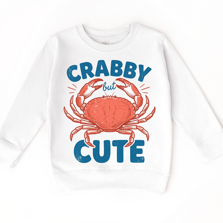 Crabby But Cute Kids Summer Beach T-Shirt – Funny Crab Graphic Tee | Beach Summer Toddler Shirt