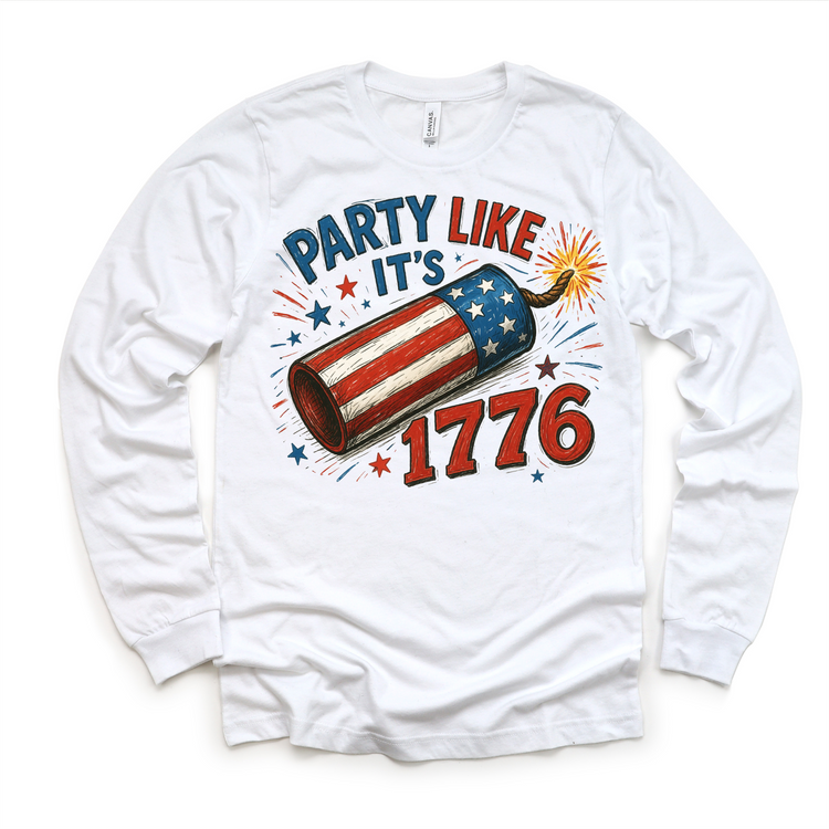 Party Like It’s 1776 Firecracker 4th Of  July Shirt – Red White Blue Independence Day Graphic