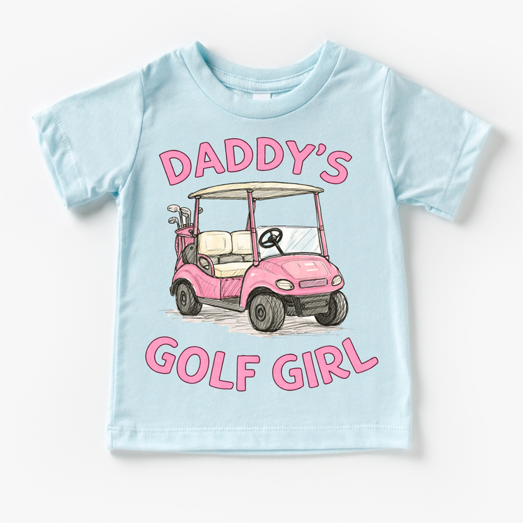 Daddy’s Golf Girl Pink Golf Cart Kids T-Shirt | Cute Golf Toddler Tee | Daddy & Me Outfit