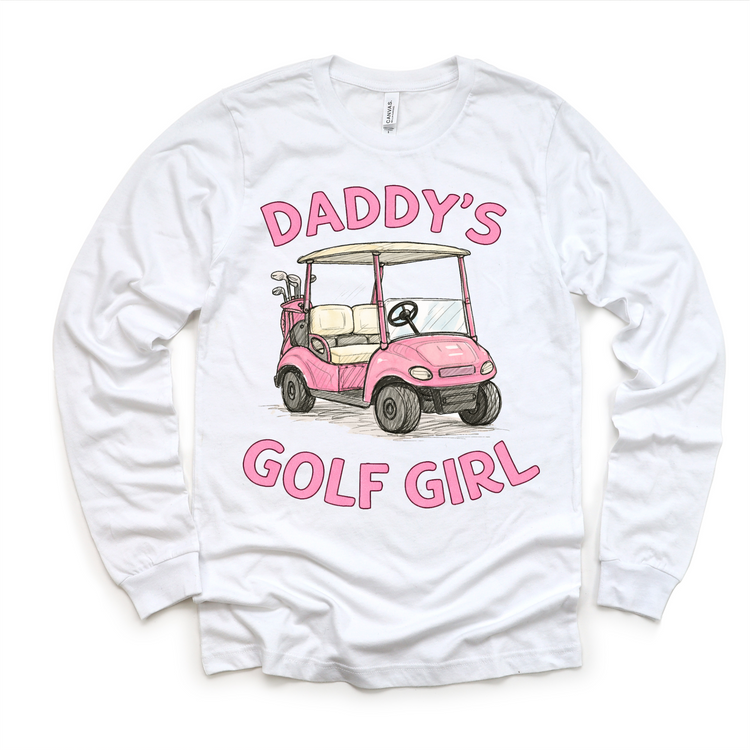 Daddy’s Golf Girl Pink Golf Cart Kids T-Shirt | Cute Golf Toddler Tee | Daddy & Me Outfit