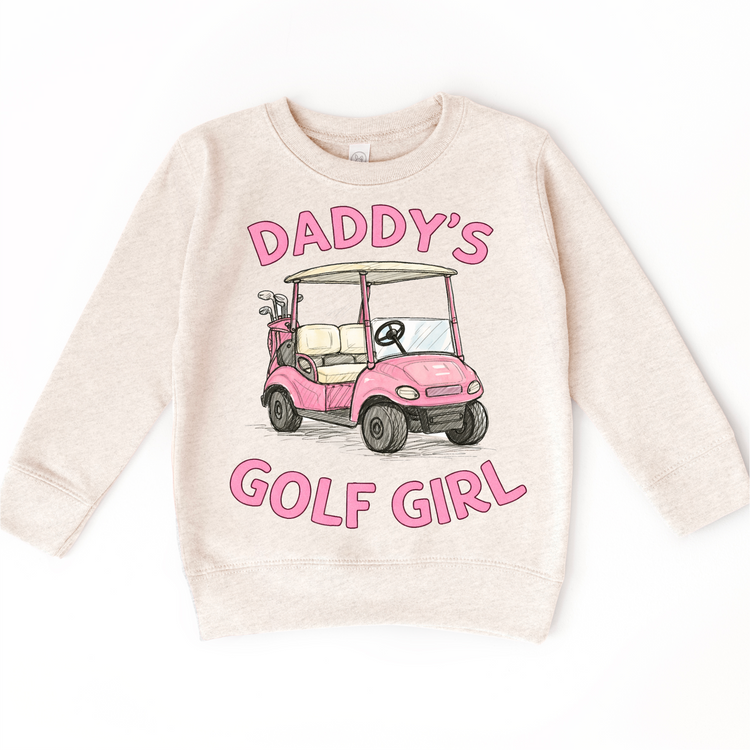 Daddy’s Golf Girl Pink Golf Cart Kids T-Shirt | Cute Golf Toddler Tee | Daddy & Me Outfit