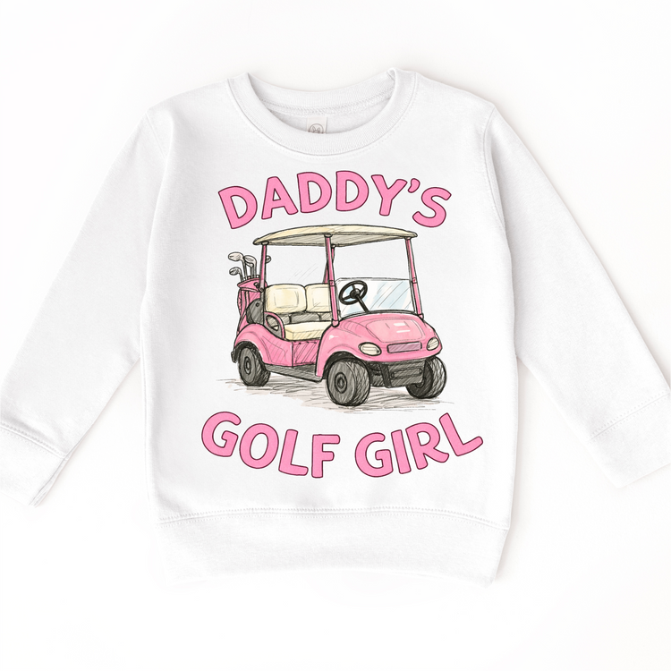 Daddy’s Golf Girl Pink Golf Cart Kids T-Shirt | Cute Golf Toddler Tee | Daddy & Me Outfit