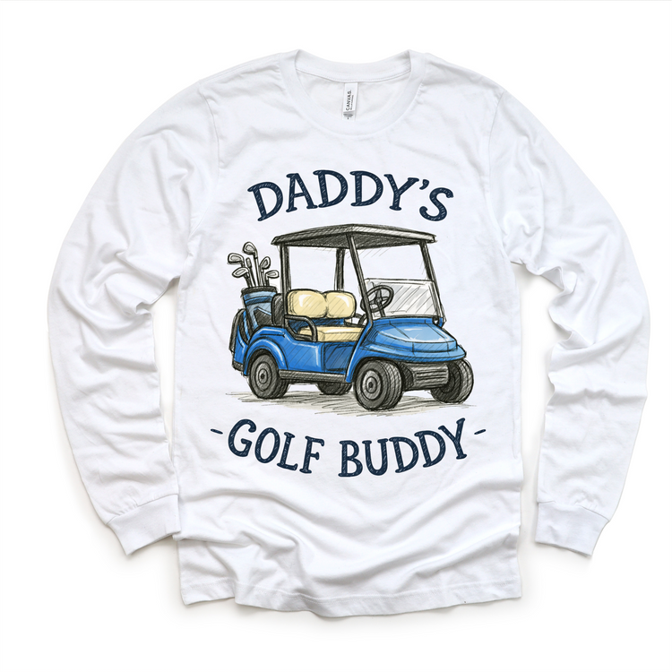 Daddy’s Golf Buddy Kids Tee – Cute Golf Cart Shirt for Boys & Girls, Toddler Golf Shirt, Father’s Day Kids Tee