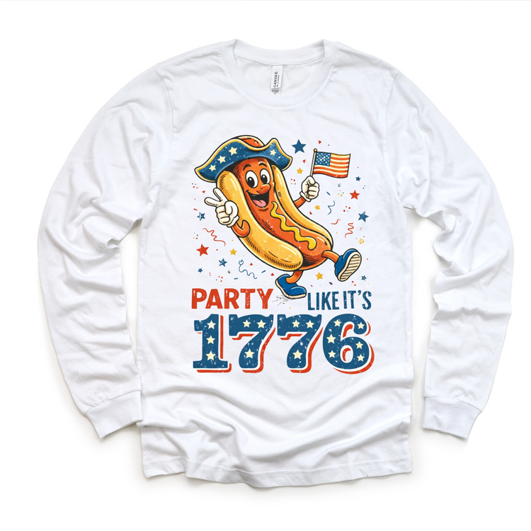 Party Like It’s 1776 Retro Hotdog Tee – Patriotic Vintage 4th of July Shirt