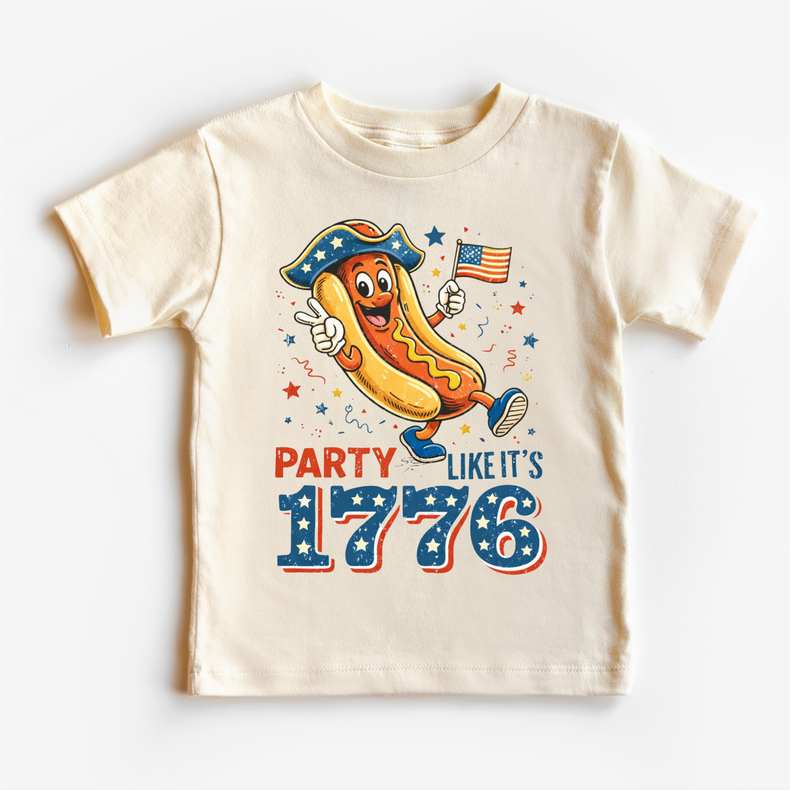 Party Like It’s 1776 Retro Hotdog Tee – Patriotic Vintage 4th of July Shirt