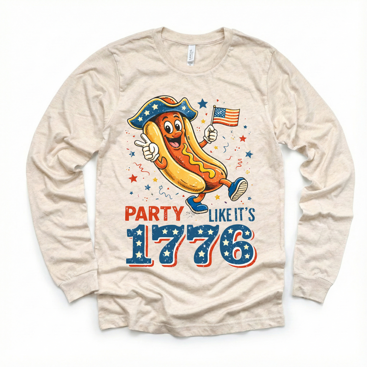 Party Like It’s 1776 Retro Hotdog Tee – Patriotic Vintage 4th of July Shirt