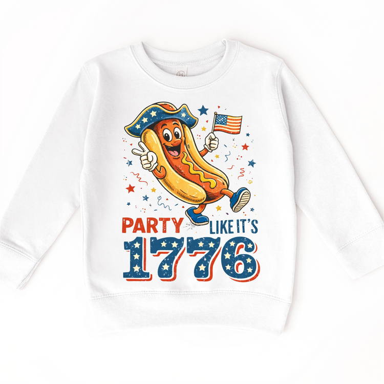 Party Like It’s 1776 Retro Hotdog Tee – Patriotic Vintage 4th of July Shirt