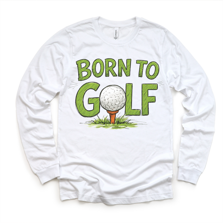 Born To Golf Tee – Hand Drawn Golf Shirt, Vintage Style Golf Graphic Tee, Golf Lover Shirt