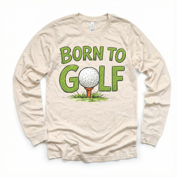 Born To Golf Tee – Hand Drawn Golf Shirt, Vintage Style Golf Graphic Tee, Golf Lover Shirt