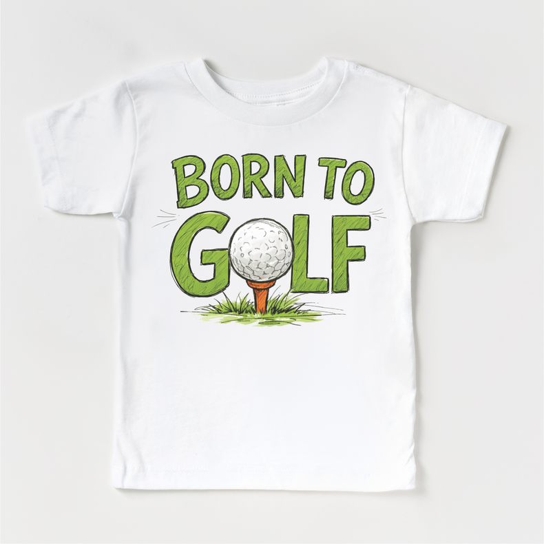 Born To Golf Tee – Hand Drawn Golf Shirt, Vintage Style Golf Graphic Tee, Golf Lover Shirt