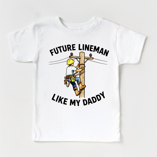 Future Lineman Kids Graphic Tee – Blue Collar Pride Shirt – Electrician Kid Outfit – Utility Worker Toddler Tee