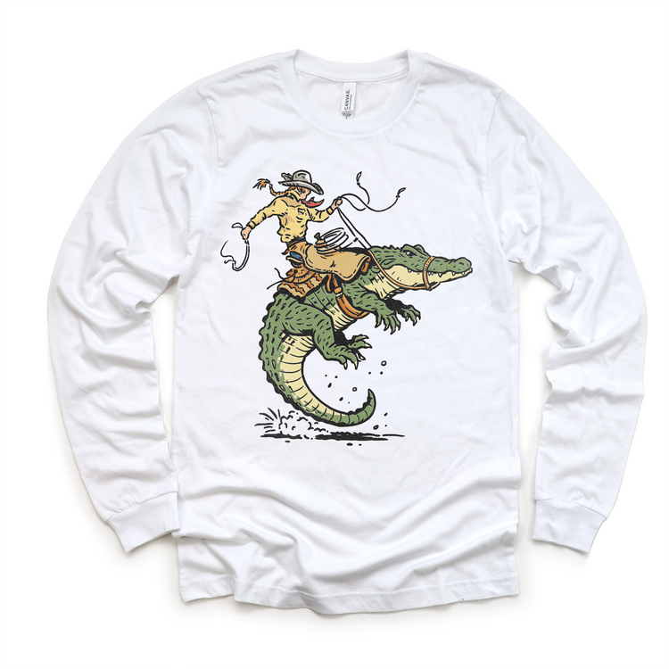 Kids Cowboy Alligator T-Shirt | Western Gator Rodeo Tee | Funny Cowboy Kids Shirt | Wild West Graphic Tee